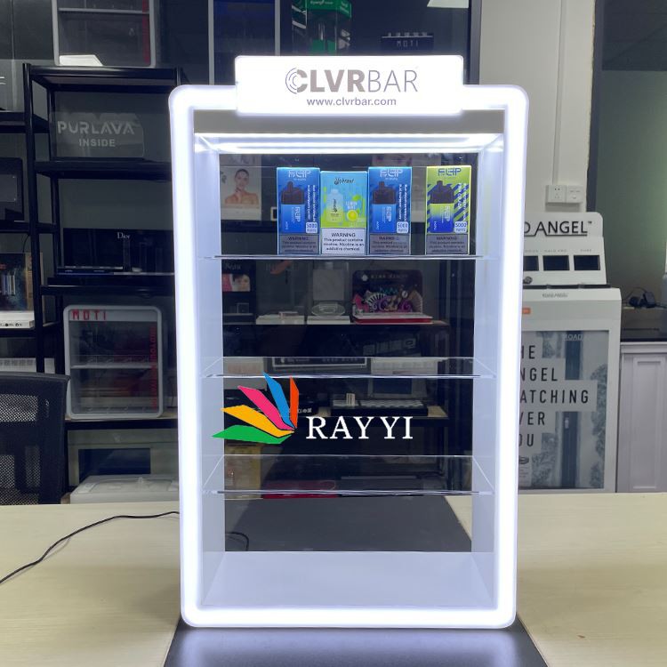 Stand Paparan Akrilik Vape Led Boleh Dikunci