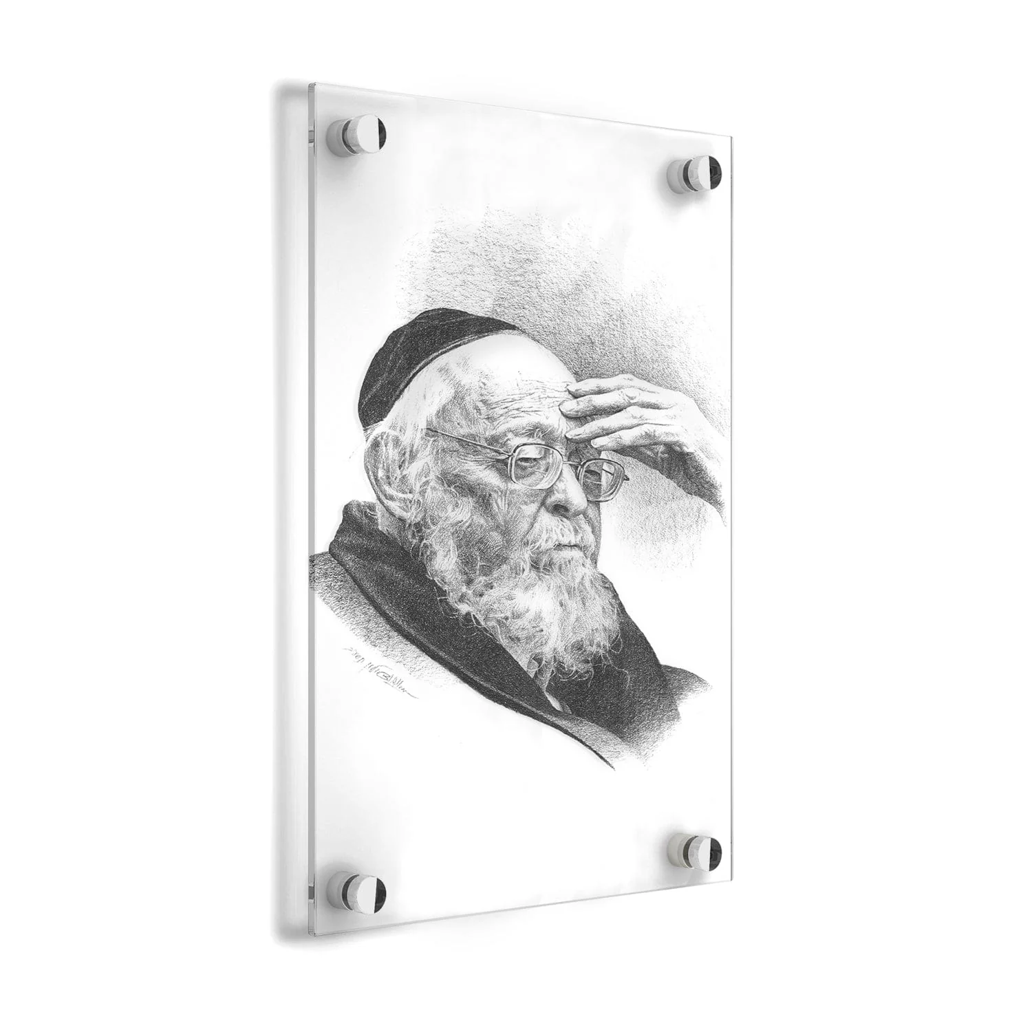 Custom Judaica Torah Scholar Lucite Gadol Sketch